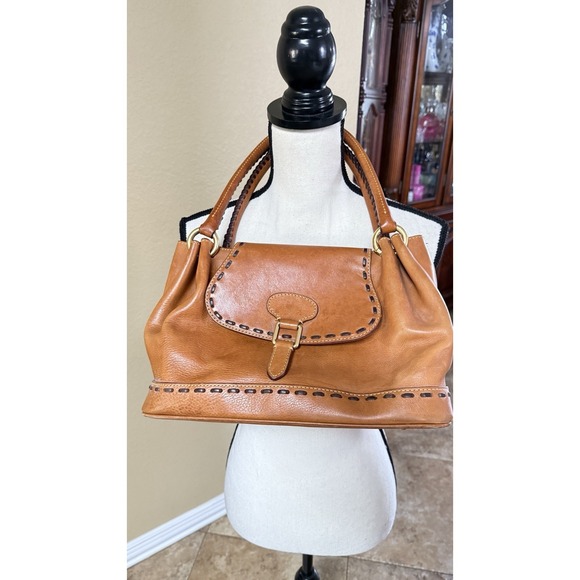 DOONEY & BOURKE Florentine Brown Leather Flap Satchel Handbag‎ Women's Purse